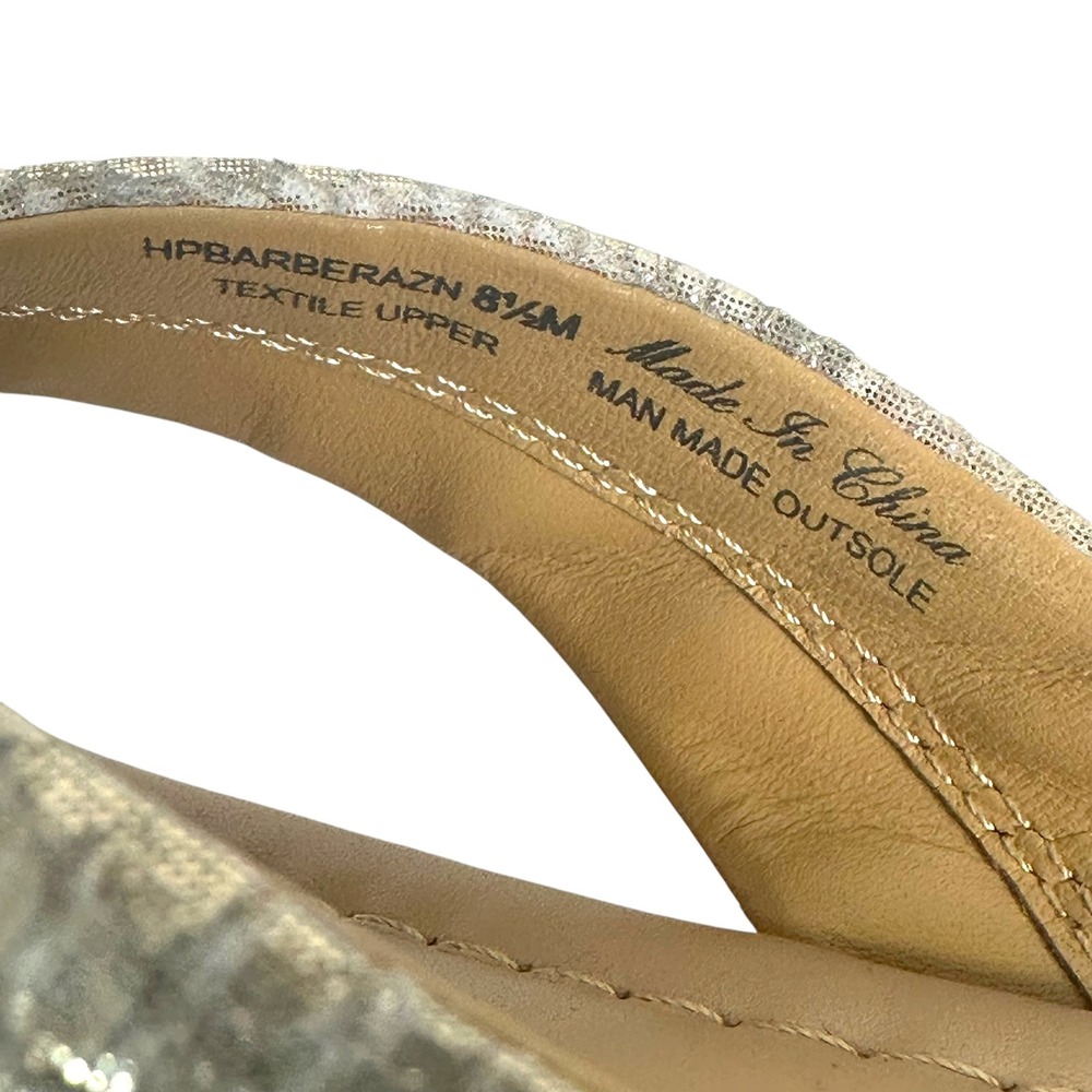 Donald Pliner Sandals Barbera Metallic Snakeskin Platform Thong Tan 8.5 NWOT - Picture 10 of 11